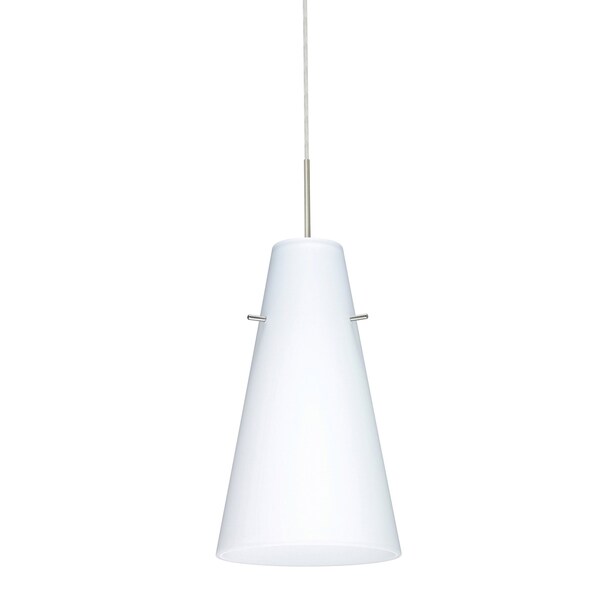 Besa Lighting Cierro Cord Pendant, Opal Matte, Satin Nickel Finish, 1x9W LED 1JT-412407-LED-SN - main